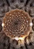 Interior view of the tomb's muqarnas dome