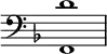 
{ \omit Score.TimeSignature \key f \major \clef bass <f, d'>1 }
