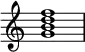 
{
\override Score.TimeSignature #'stencil = ##f
\relative c'' { 
  \clef treble 
  \time 4/4
  <g b d f>1
} }

